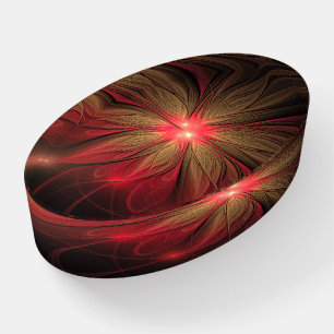 Red fansy fractal flower paperweight