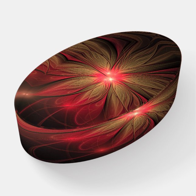 Red fansy fractal flower  paperweight (Angled)