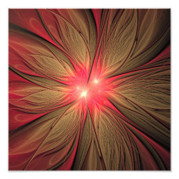 Red fansy fractal flower  photo print