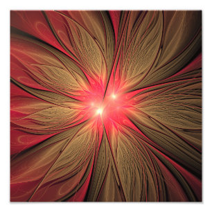 Red fansy fractal flower photo print