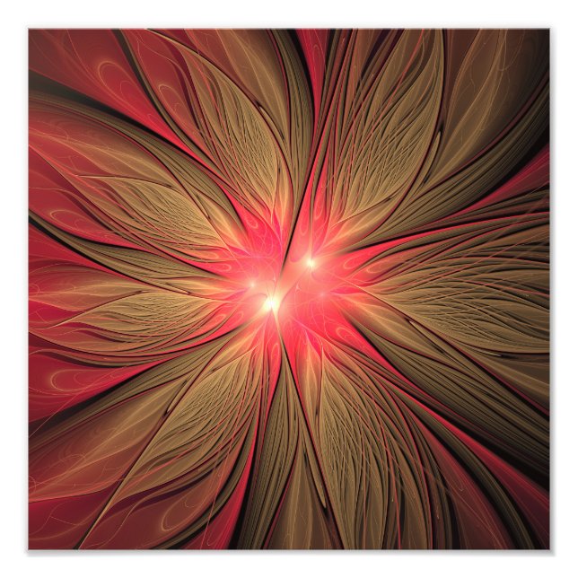 Red fansy fractal flower  photo print (Front)