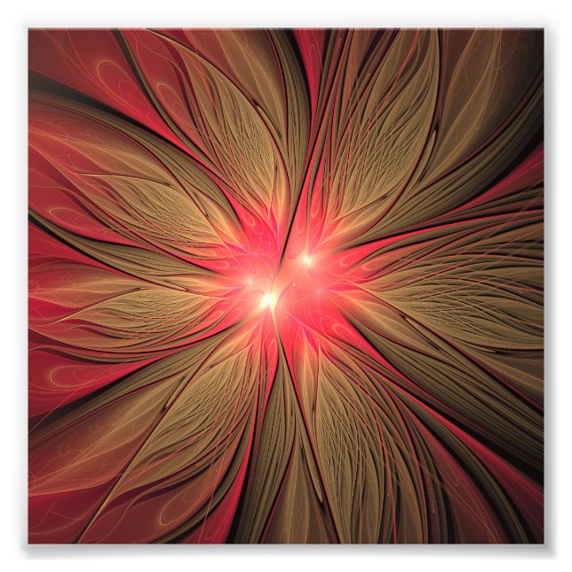 Red fansy fractal flower  photo print (Front)