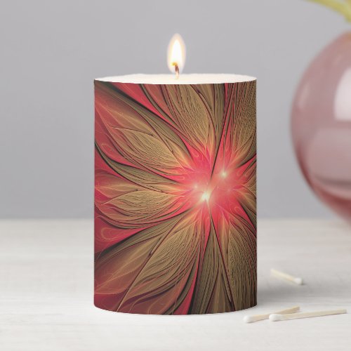 Red fansy fractal flower  pillar candle