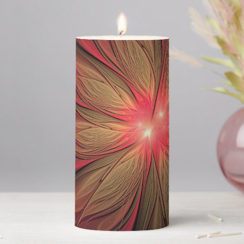 Red fansy fractal flower  pillar candle