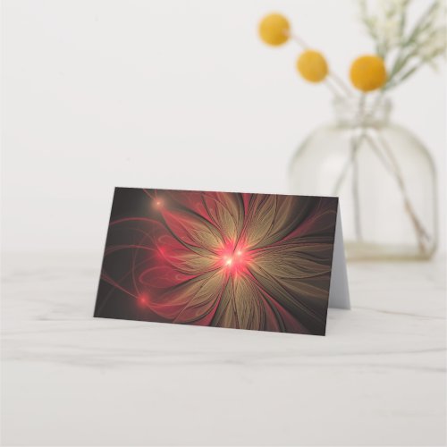 Red fansy fractal flower  place card