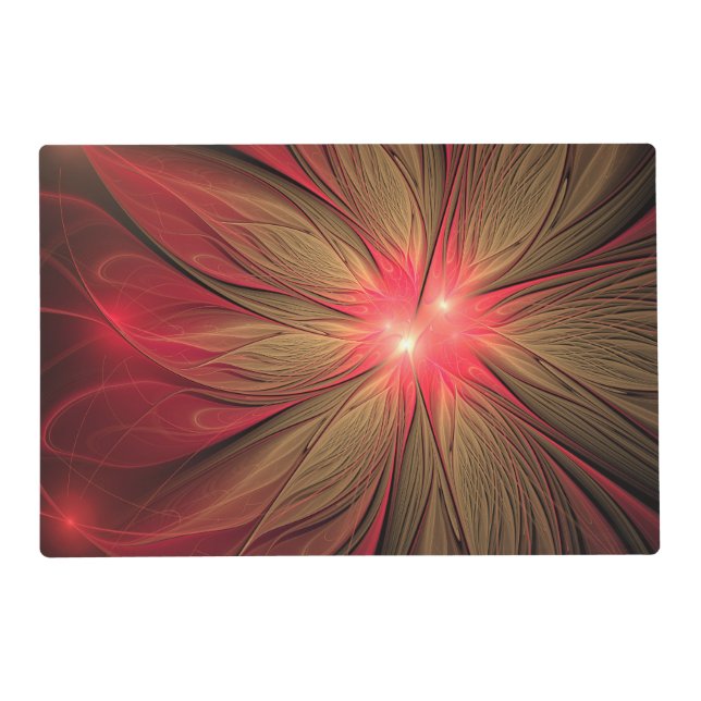 Red fansy fractal flower  placemat (Front)