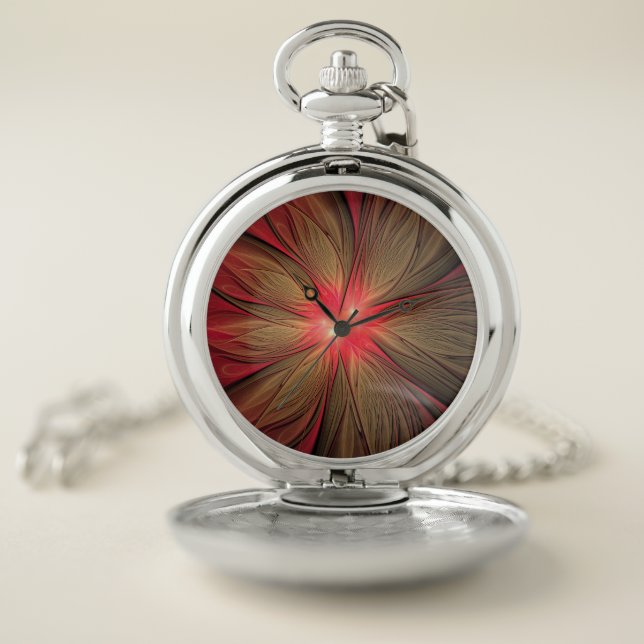 Red fansy fractal flower pocket watch (Inside)