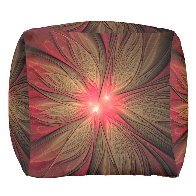 Red fansy fractal flower  pouf (Front)