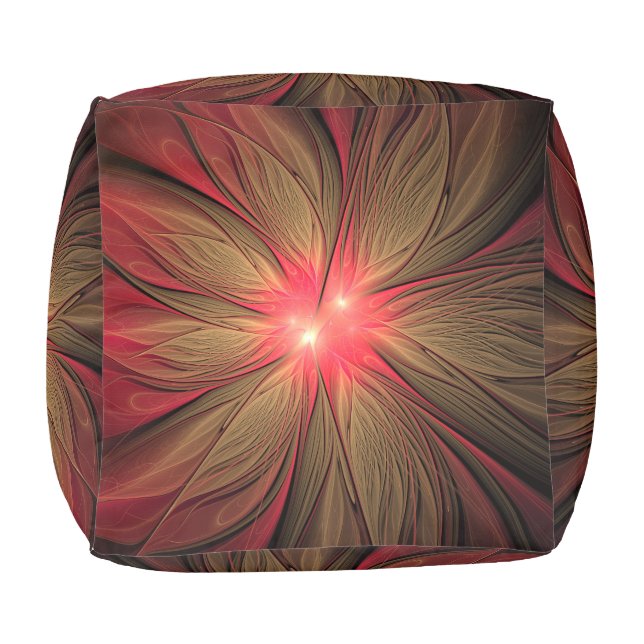 Red fansy fractal flower  pouf (Bottom)