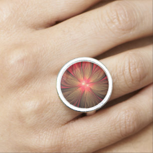Red fansy fractal flower  ring