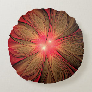 Red fansy fractal flower   round pillow