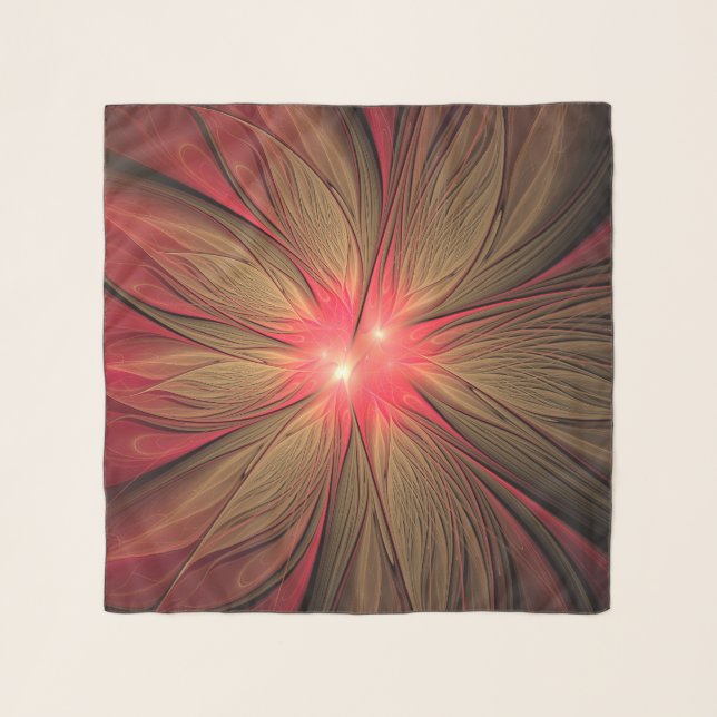 Red fansy fractal flower   scarf (Front)