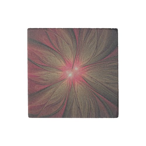 Red fansy fractal flower  stone magnet