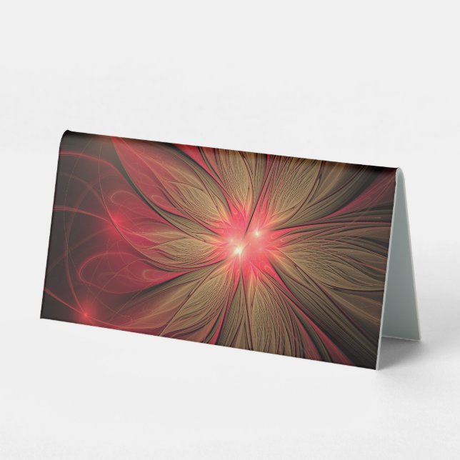 Red fansy fractal flower  table tent (Front)