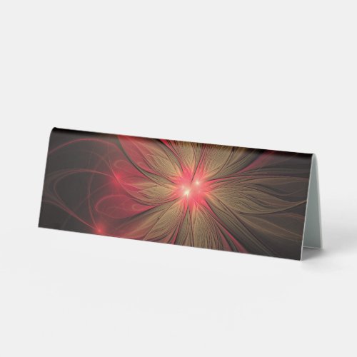 Red fansy fractal flower  table tent sign