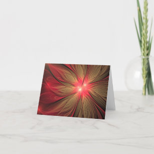 Red fansy fractal flower  thank you card