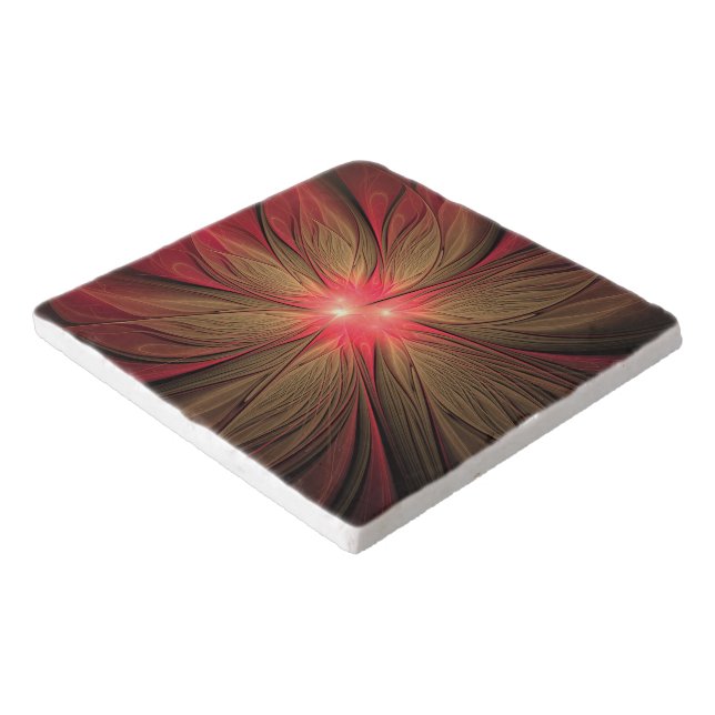 Red fansy fractal flower trivet (Corner)