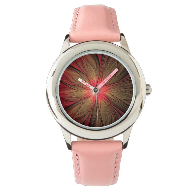 Red fansy fractal flower  watch (Front)