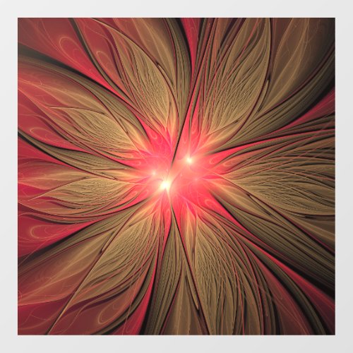 Red fansy fractal flower  window cling