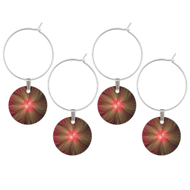 Red fansy fractal flower  wine charm (Staggered)