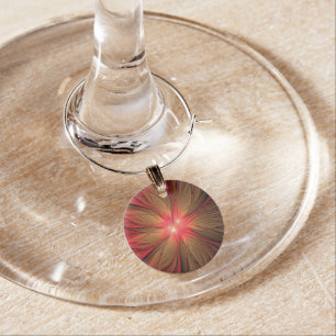 Red fansy fractal flower  wine charm