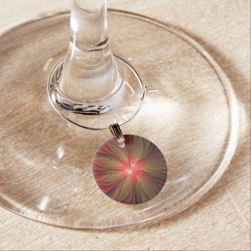 Red fansy fractal flower  wine charm