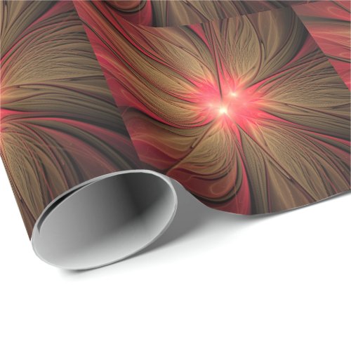 Red fansy fractal flower  wrapping paper