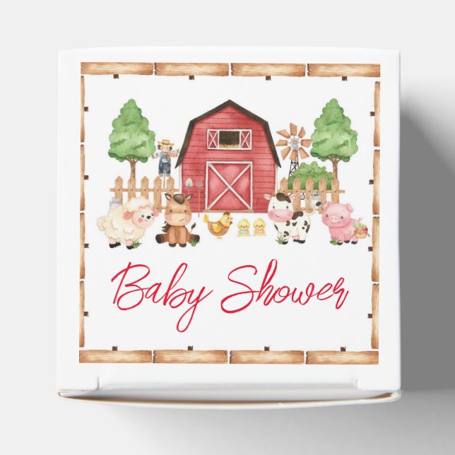 Red Farm Animals Baby Shower Favor Boxes (Top)