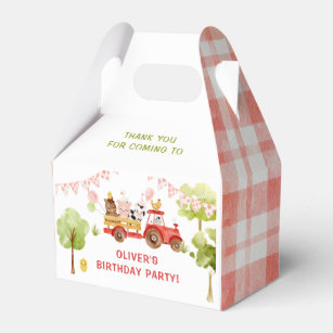 Red Farm animals birthday party Favor Boxes