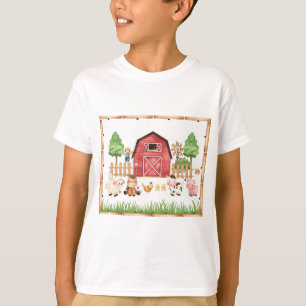 Red Farm Animals Birthday Party T-Shirt