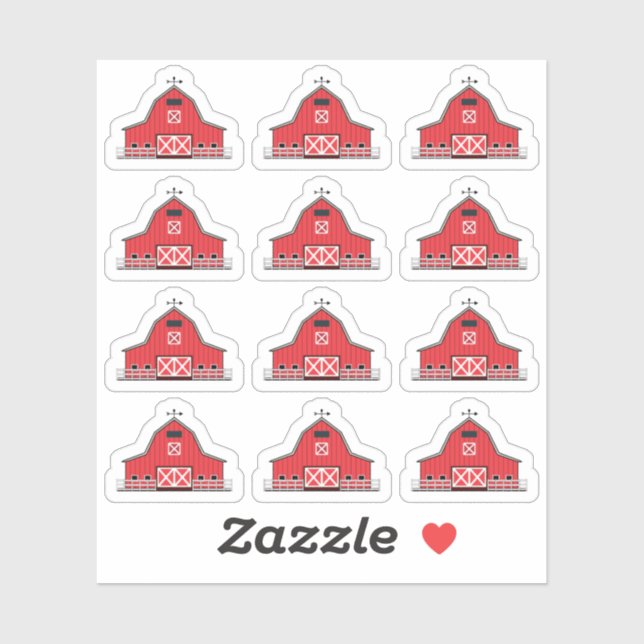 Red Farm Barn Homestead Chores Farmyard Planner Sticker (Sheet)