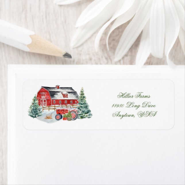 Red Farm Barnyard and Tractor Label (Insitu)