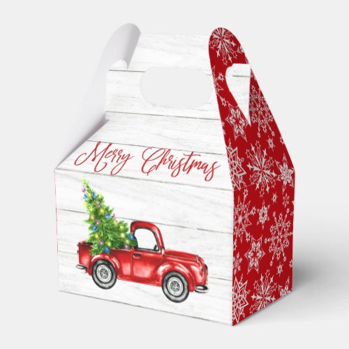Red Farm Christmas Truck Rustic Holiday Party Favor Boxes
