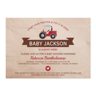 Red Farm Tractor Baby Shower Invitations