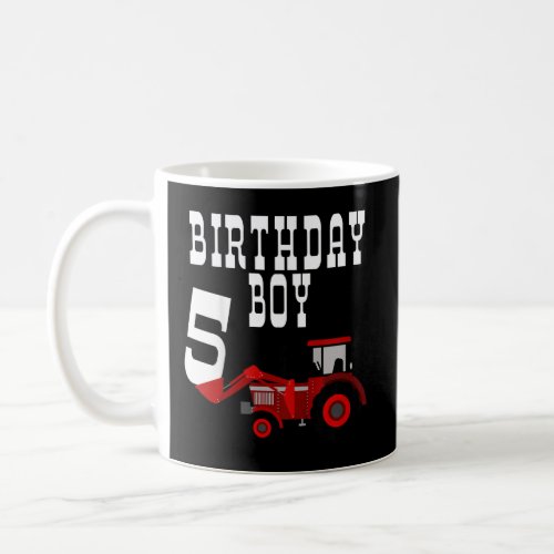 Red Farm Tractor Birthday Boy 5 Year Old Party Fiv Coffee Mug