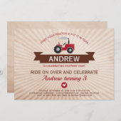 Red Farm Tractor Birthday Party Invitation (Front/Back)