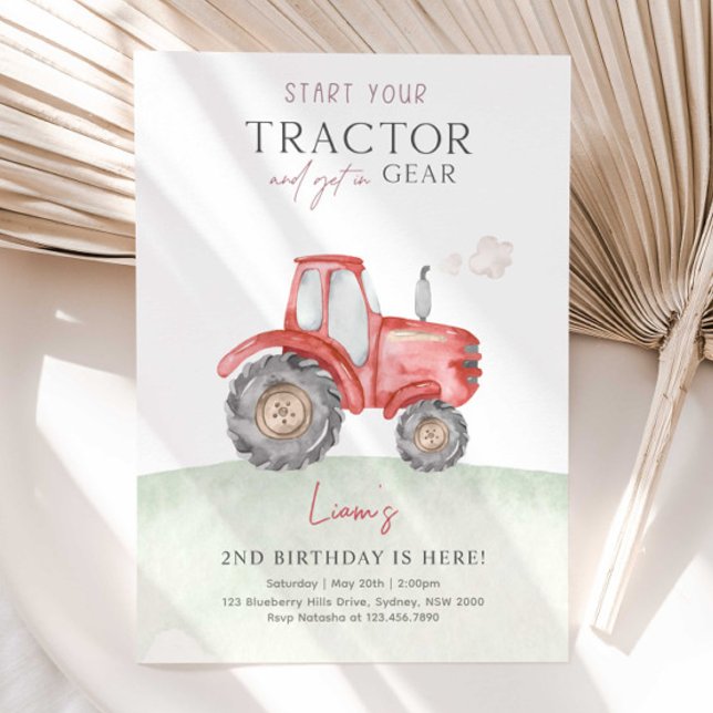 Red Farm Tractor Birthday Party Invitation (Creator Uploaded)