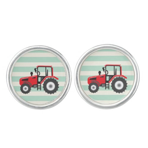 Red Farm Tractor Cufflinks