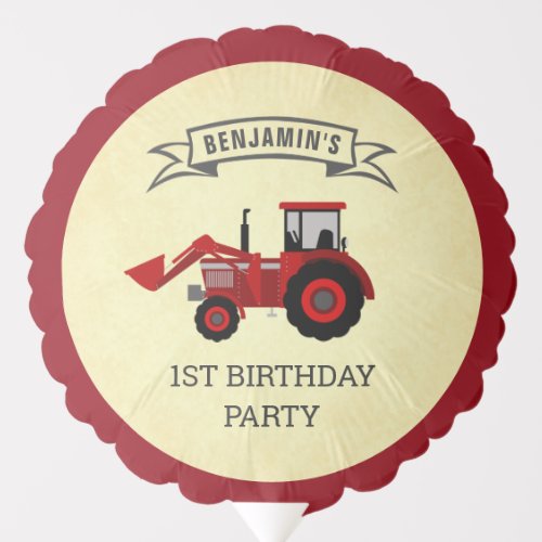 Red Farm Tractor Kids Birthday Party Balloon