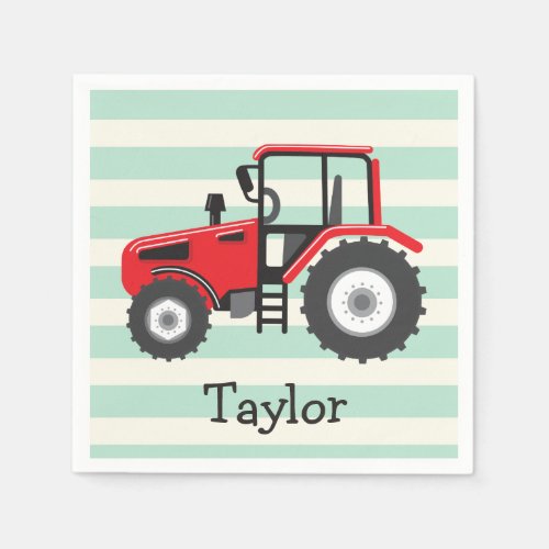 Red Farm Tractor Napkins