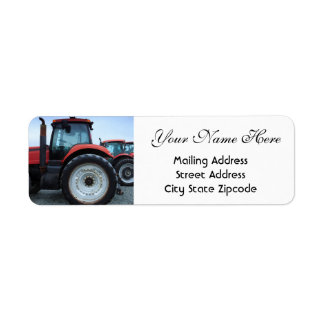 Red Farm Tractor Return Address Label