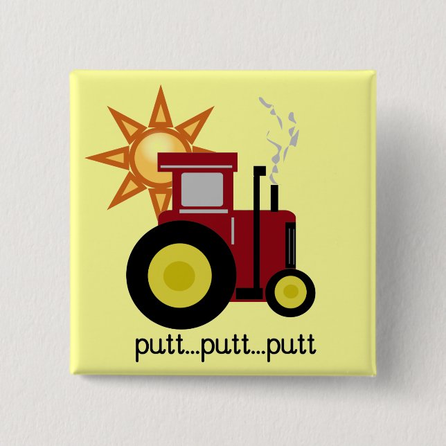 Red Farm Tractor T-shirts and Gifts Button (Front)