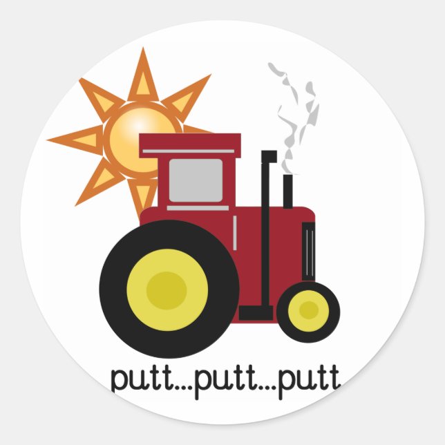 Red Farm Tractor T-shirts and Gifts Classic Round Sticker (Front)