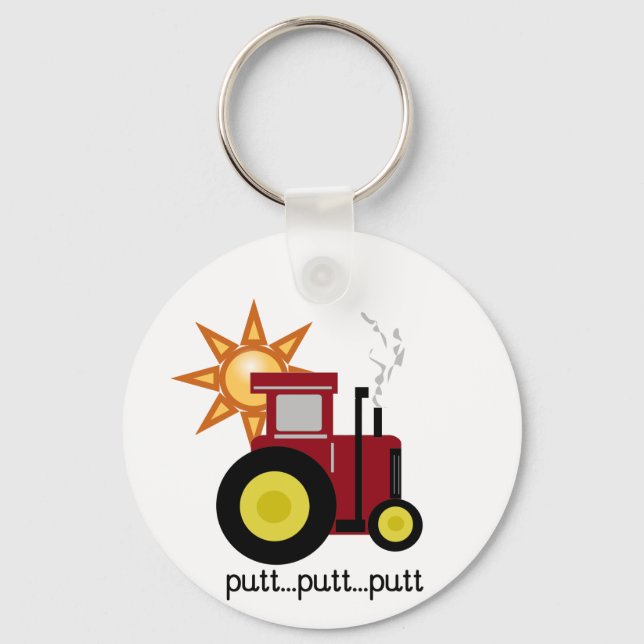 Red Farm Tractor T-shirts and Gifts Keychain (Front)