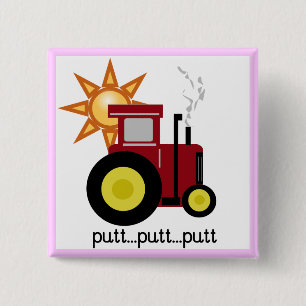 Red Farm Tractor T-shirts and Gifts Pinback Button