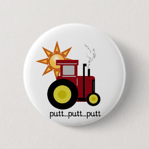 Red Farm Tractor T-shirts and Gifts Pinback Button