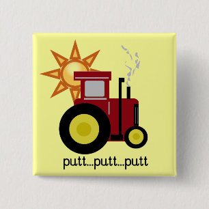 Red Farm Tractor T-shirts and Gifts Pinback Button
