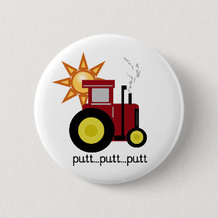Red Farm Tractor T-shirts and Gifts Pinback Button