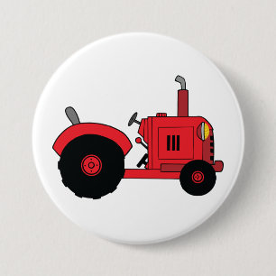 Red Farm Tractor Vehicle Button