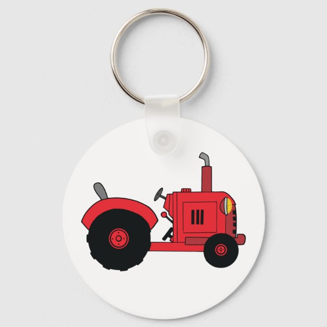 Red Farm Tractor Vehicle Keychain (Front)